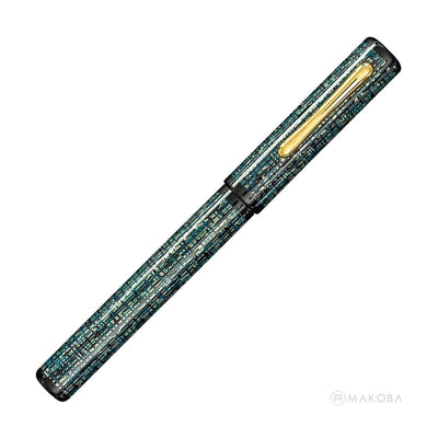TACCIA TWEED LIMITED EDITION TURQUOISE BLACK GOLD TRIM FOUNTAIN PEN 1