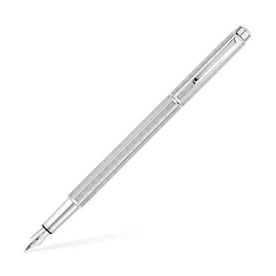 Caran D' Ache Ecridor Fountain Pen, Cheveron Silver - Steel Nib