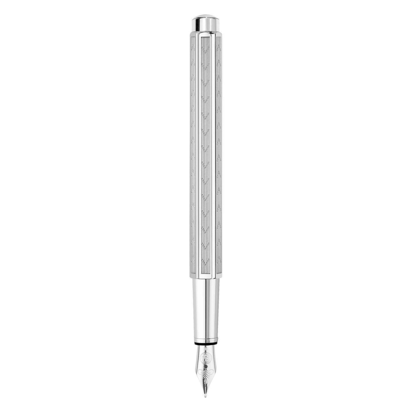 Caran D' Ache Ecridor Fountain Pen, Cheveron Silver - Steel Nib 2