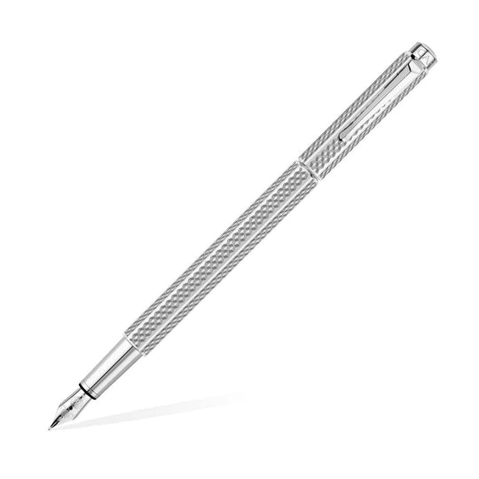 Caran D' Ache Ecridor Fountain Pen, Cubrik Silver - Steel Nib