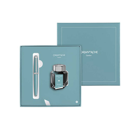 Caran D' Ache Leman Thick Fountain Pen, Apine Blue - 18K Gold Nib