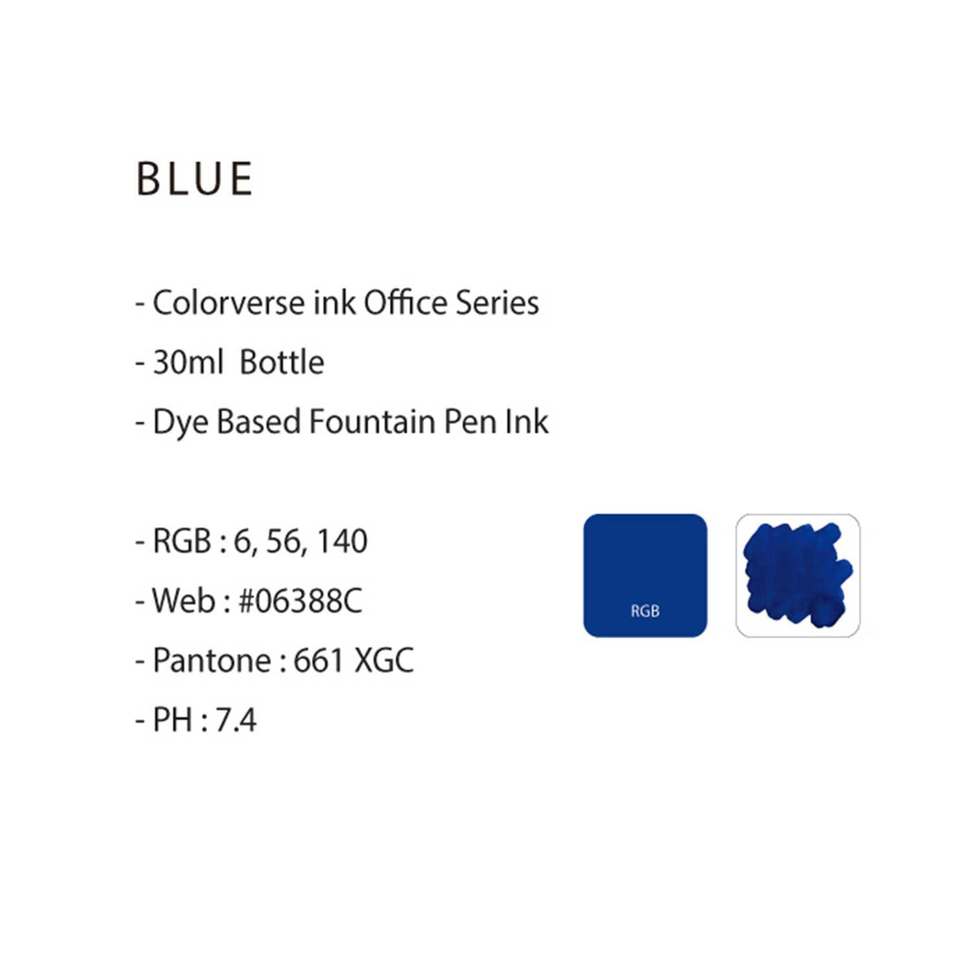 Colorverse Basic Office Series Ink Bottle Blue - 30ml 4
