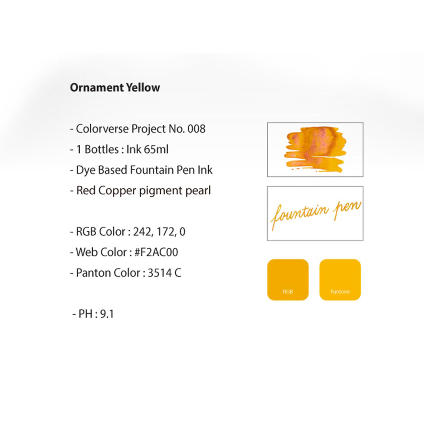 Colorverse Project Series Glistening Ornament Yellow Ink Bottle - 65ml 4