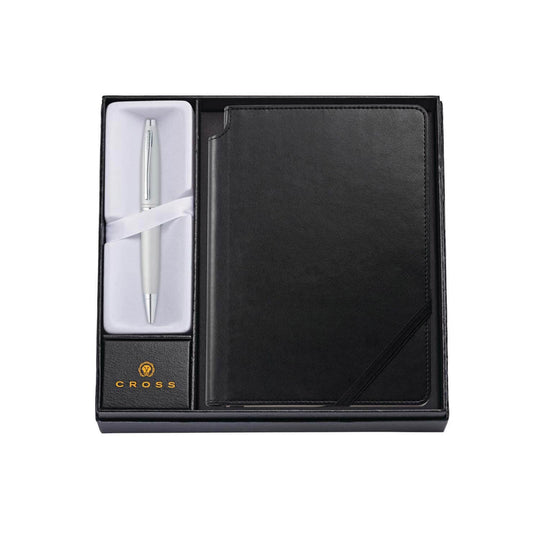 Cross Calais Ball Pen Combo Gift Set, Satin Chrome With Black Journal