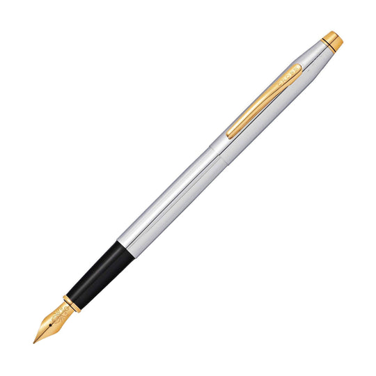 Cross Classic Century Fountain Pen, Chrome / Gold Trim - Steel Nib
