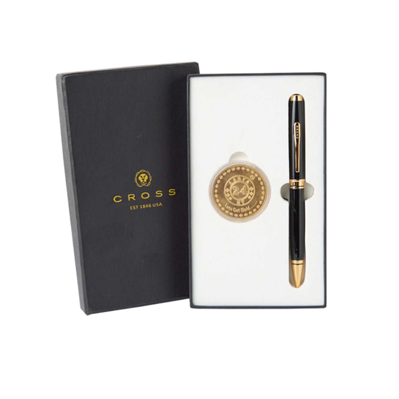 Cross Coventry Black Ball Pen Combo Gift Set, Black With Gold Coin 1