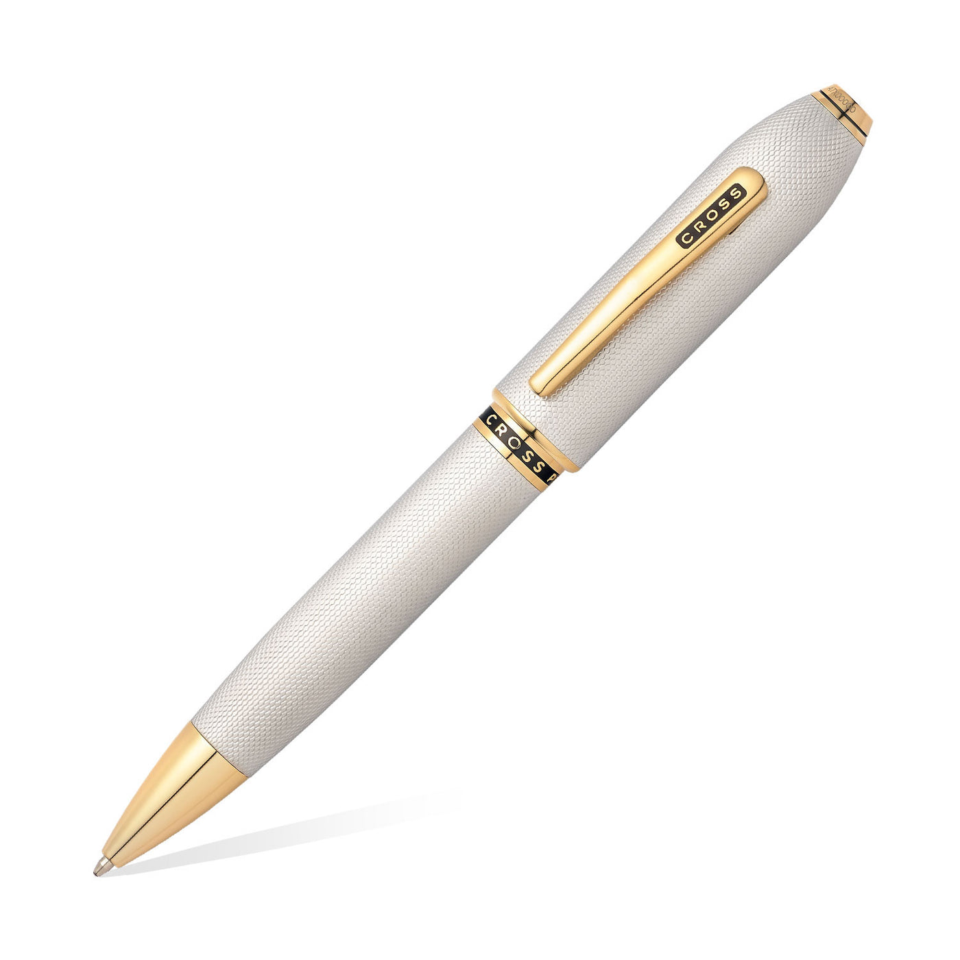 Cross Peerless 125 Ball Pen, Textured Platinum / Gold Trim 1