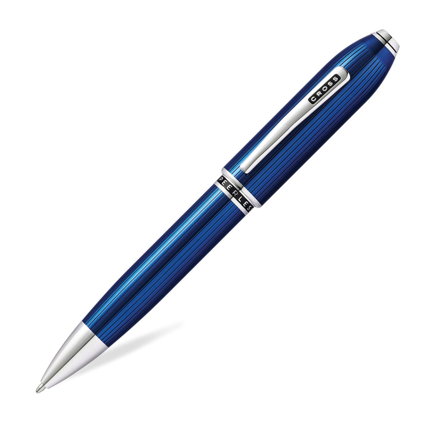 Cross Peerless Translucent Quartz Blue Engraved Lacquer w Platinum Plate Appts Ballpoint Pen Item# AT0702-14