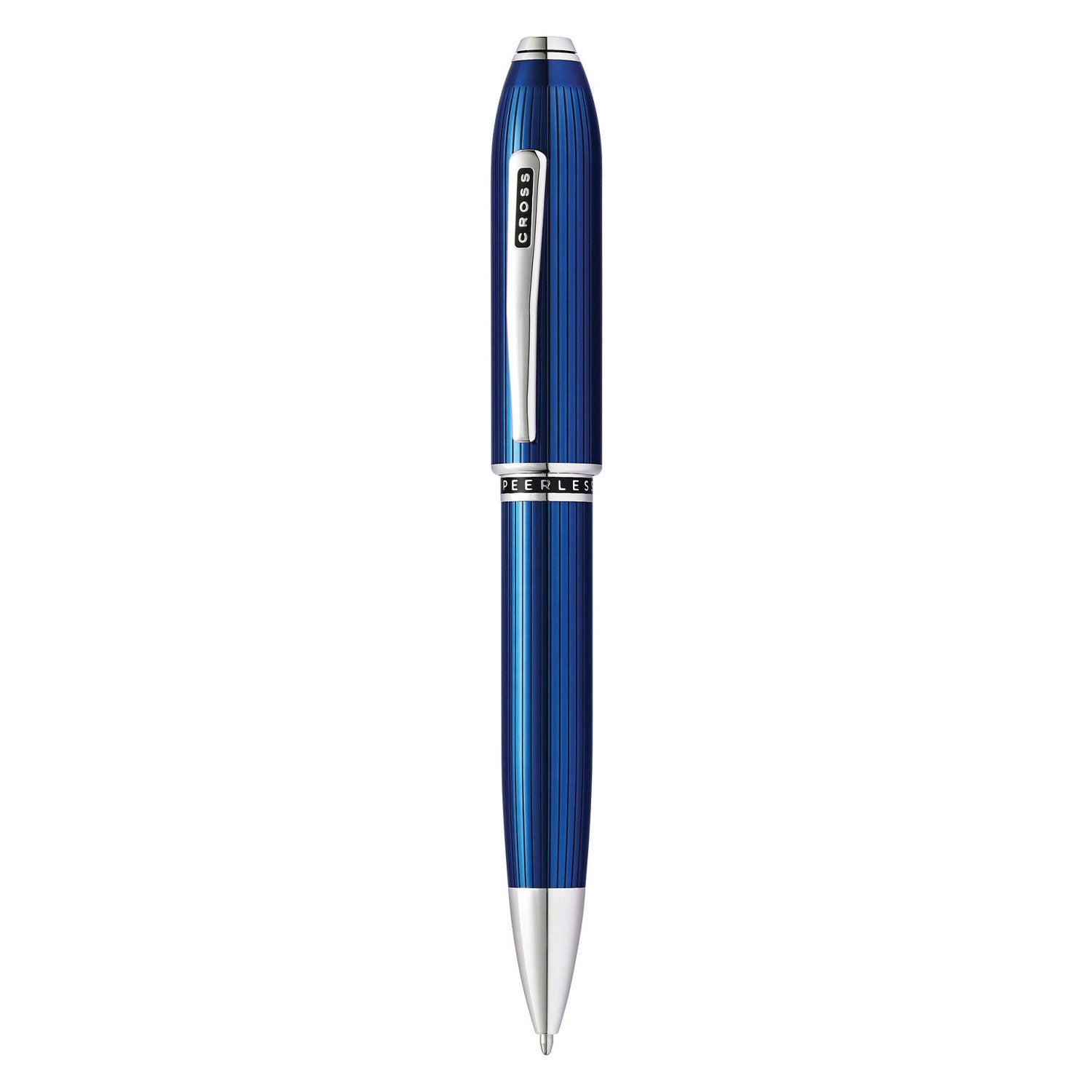 Cross Peerless Translucent Quartz Blue Engraved Lacquer w Platinum Plate Appts Ballpoint Pen Item# AT0702-14 - Image 2