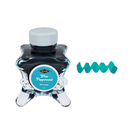 Diamine Inkvent Shimmer Ink Bottle, Blue Peppermint- 50ml