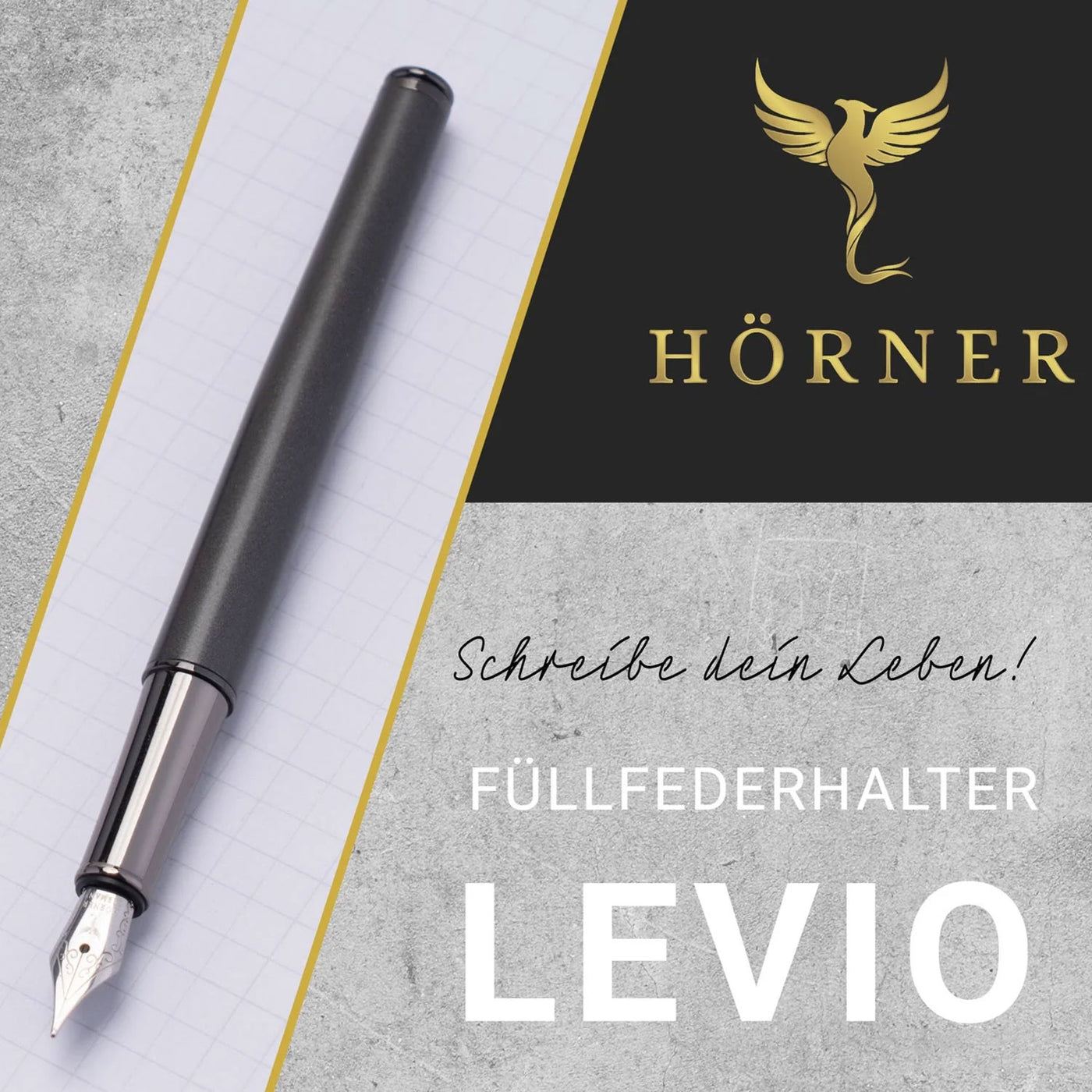 Horner Levio Fountain Pen Gunmetal Grey - Steel Nib 8