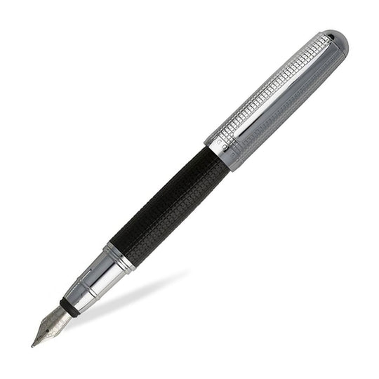 Hugo Boss Grid Fountain Pen, Black - Steel Nib