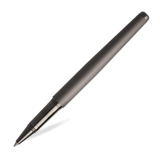 Hugo Boss Sash Diamond Pattern Roller Ball Pen, Textured Black