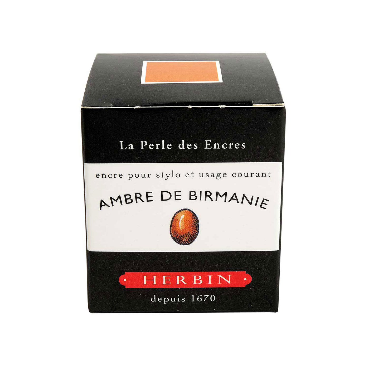 J Herbin "D" Series Ink Bottle Ambre De Birmanie (Light Brown) - 30ml 2