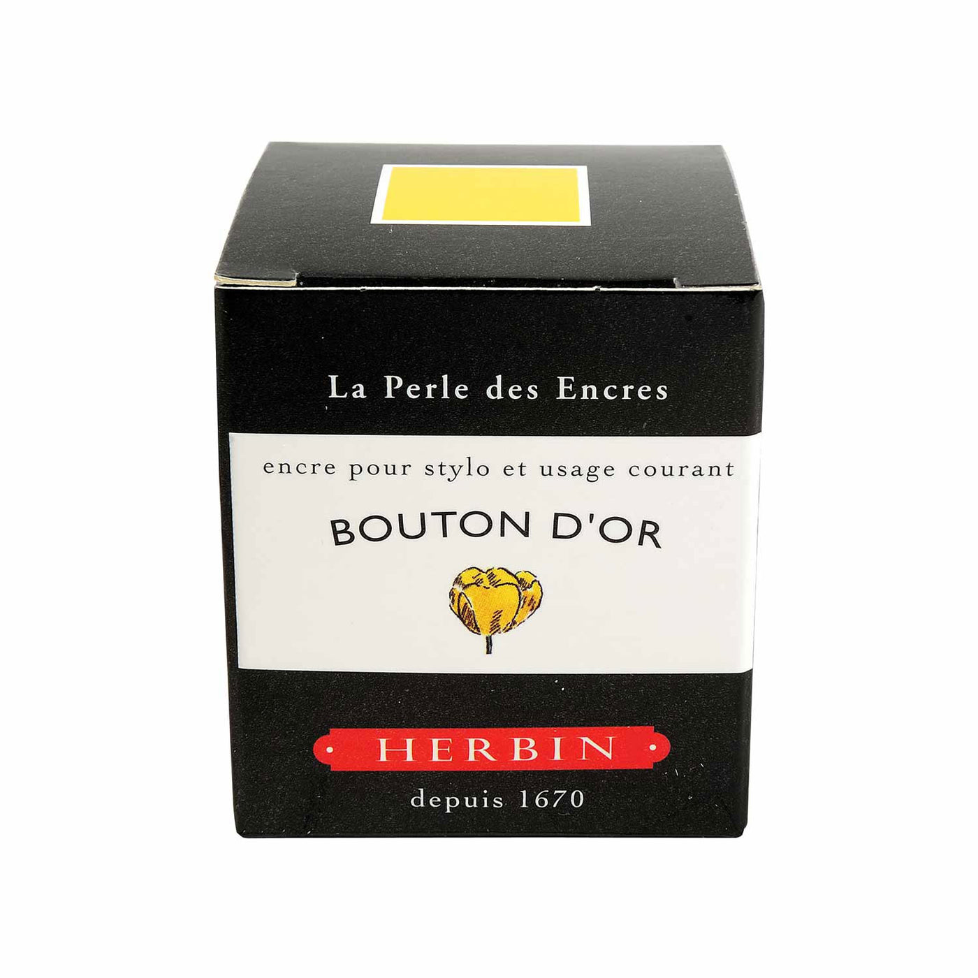 J Herbin "D" Series Ink Bottle Bouton D'Or (Yellow) - 30ml 2