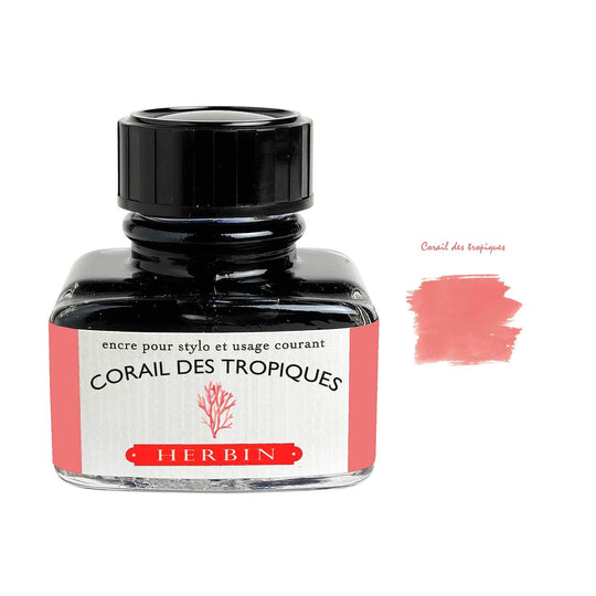 J Herbin "D" Series Ink Bottle, Corail Des Tropiques (Pink) - 30ml