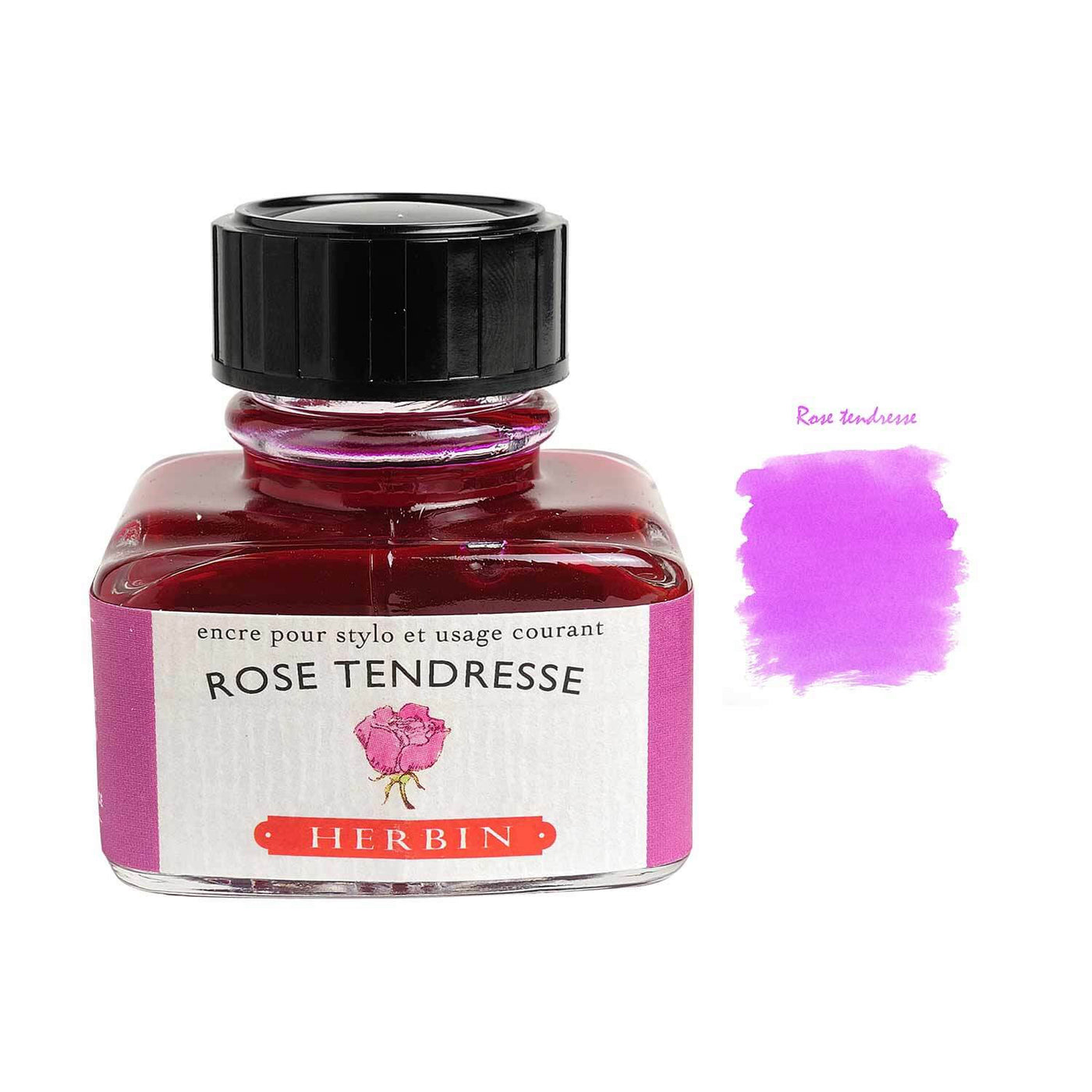 J Herbin "D" Series Ink Bottle Rose Tendresse (Rose Pink) - 30ml 1