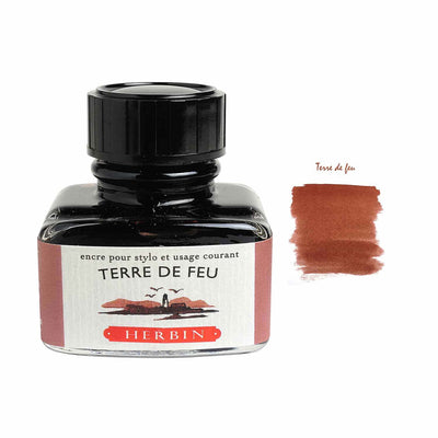 J  Herbin "D" Series Ink Bottle Terre De Feu (Burgundy Brown) - 30ml 1