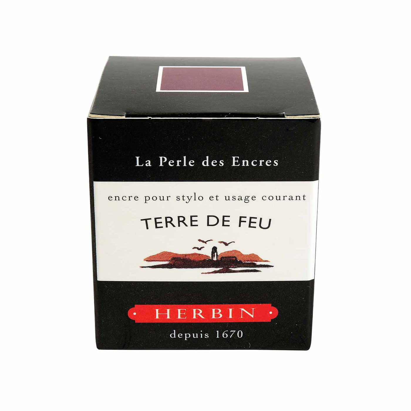 J Herbin "D" Series Ink Bottle Terre De Feu (Burgundy Brown) - 30ml 2