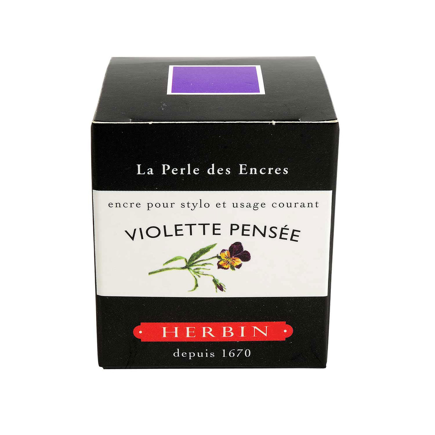 J Herbin "D" Series Ink Bottle, Violette Pensee (Purple) - 30ml