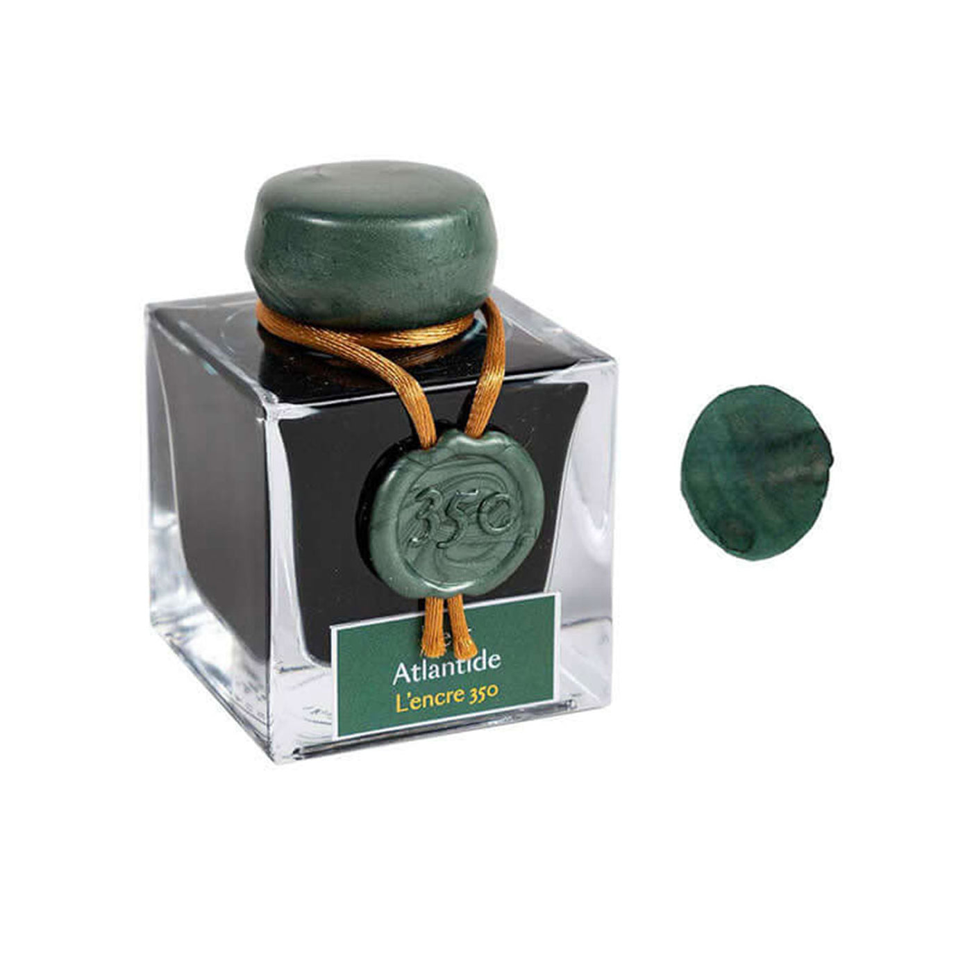 J Herbin L'Encre 350 Illuminee Ink Bottle Vert Atlantied (Green With Gold & Silver Shimmer) - 50ml