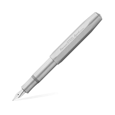 Kaweco Steel Sport Fountain Pen with Optional Clip - Stainless Steel 1
