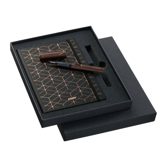 Lamy LX Fountain Pen With Notebook Combo Gift Set, Marron