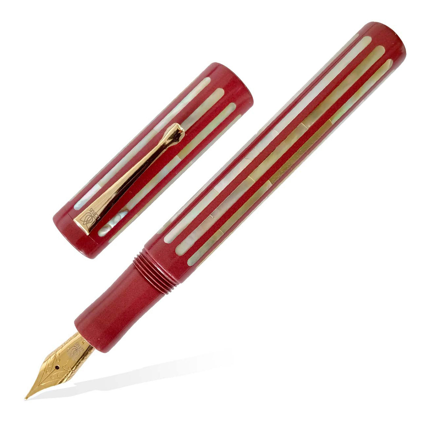 Lotus Mother Of Pearl Raden Fountain Pen Red 1