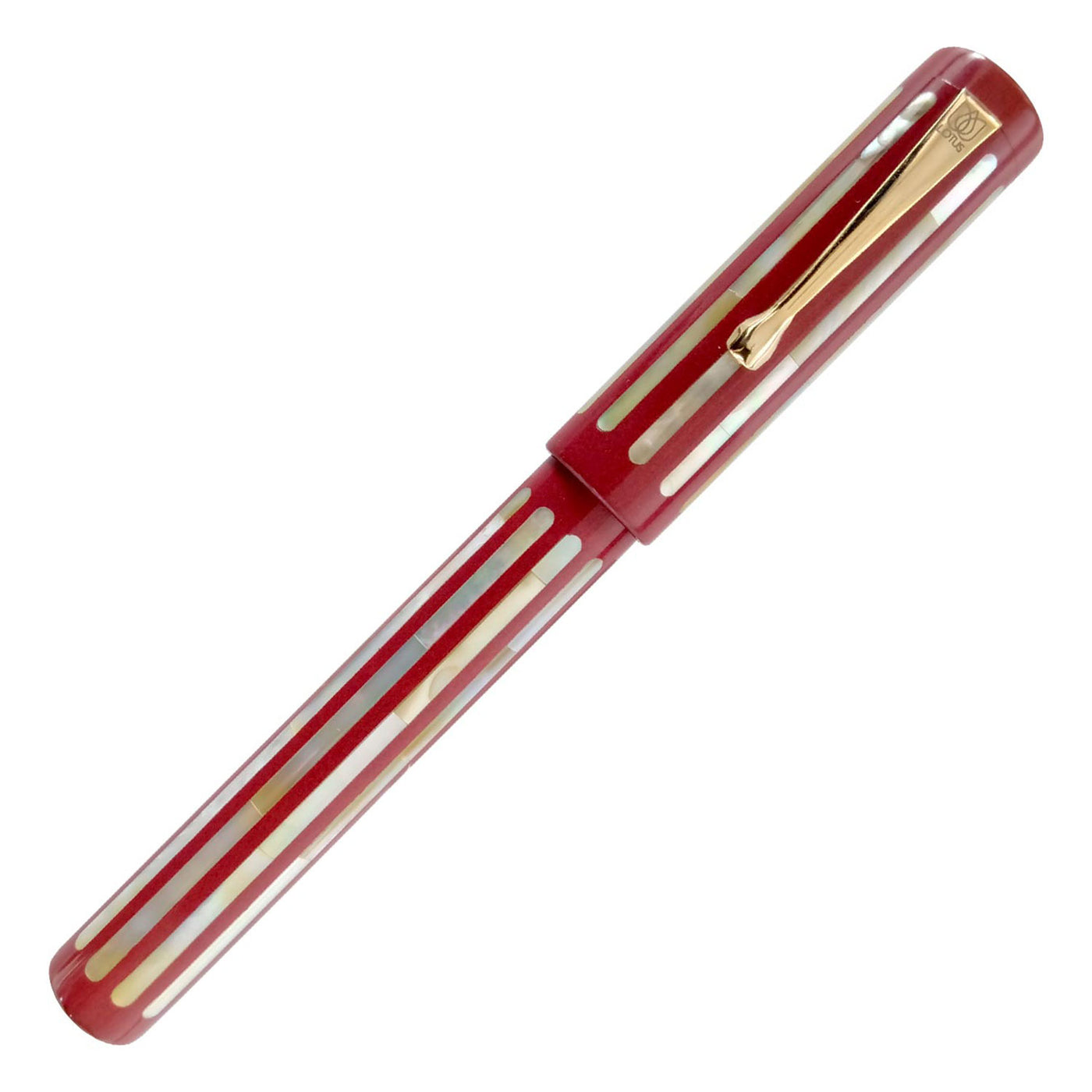 Lotus Mother Of Pearl Raden Fountain Pen Red 4