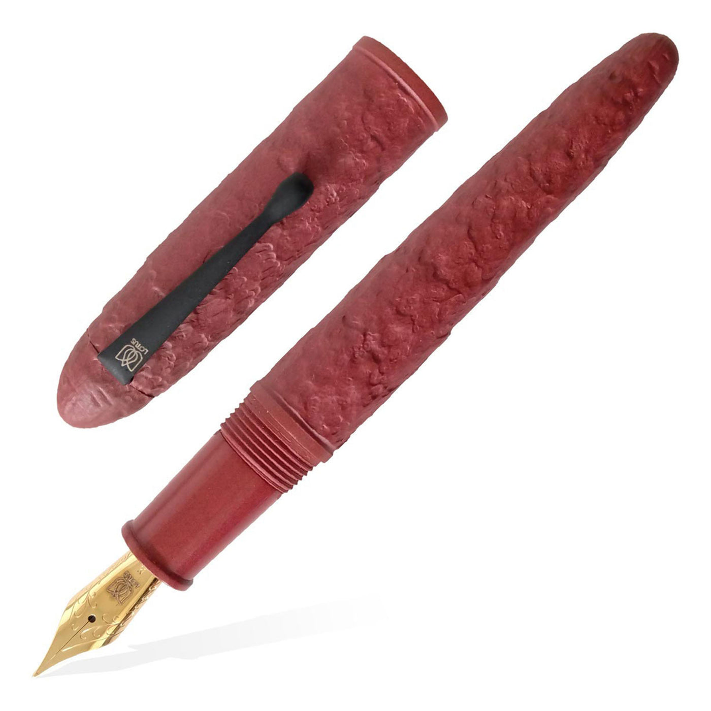 Lotus Shikhar Fountain Pen Hammered Brick Red Jowo Steel Nib 1