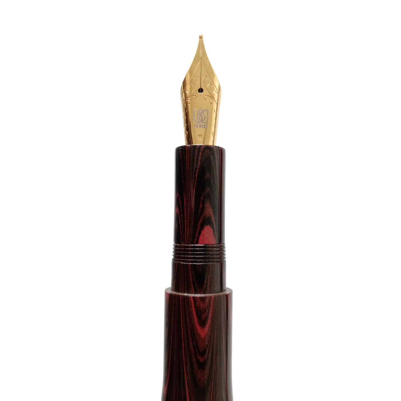Lotus Vamza Ebonite Fountain Pen, Black Red - Jowo Steel Nib