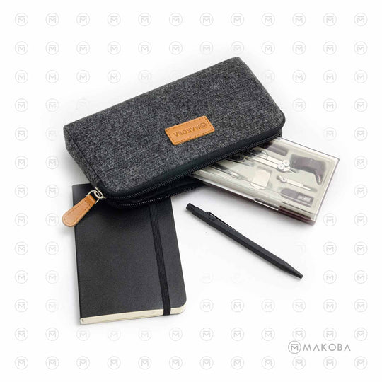 Makoba Felt Stationery Pouch, Grey - Rectangle