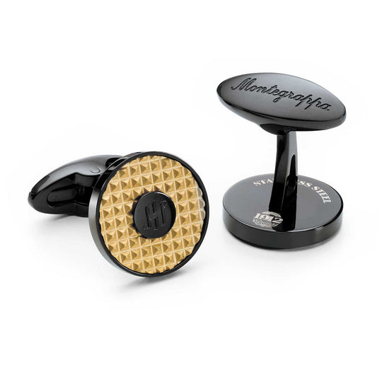 Montegrappa Clou Ambigram Cufflinks, Black & Gold