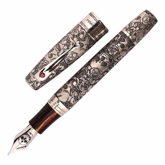 Montegrappa Skulls & Roses Fountain Pen - Sterling Silver CT (Limited Edition)
