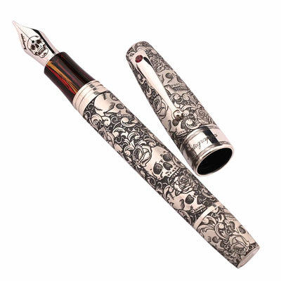 Montegrappa Skulls & Roses Fountain Pen - Sterling Silver CT (Limited Edition) 3