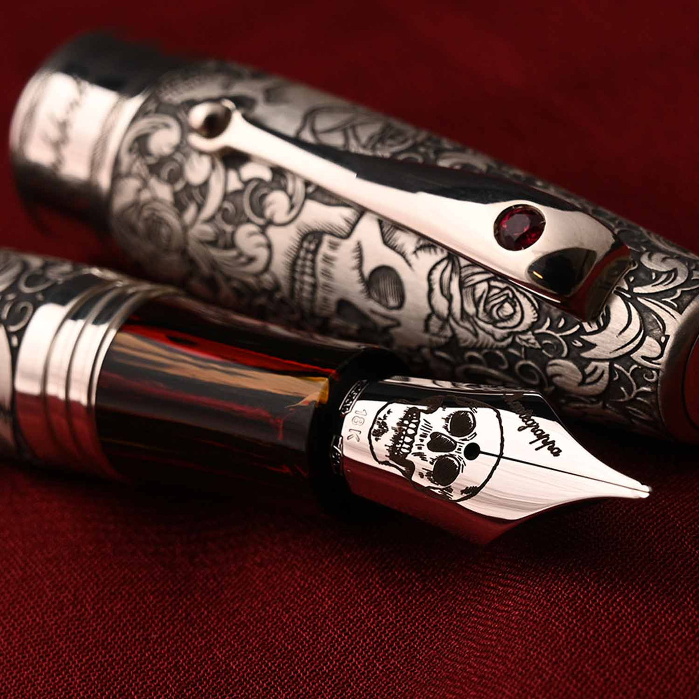 Montegrappa Skulls & Roses Fountain Pen - Sterling Silver CT (Limited Edition) 9