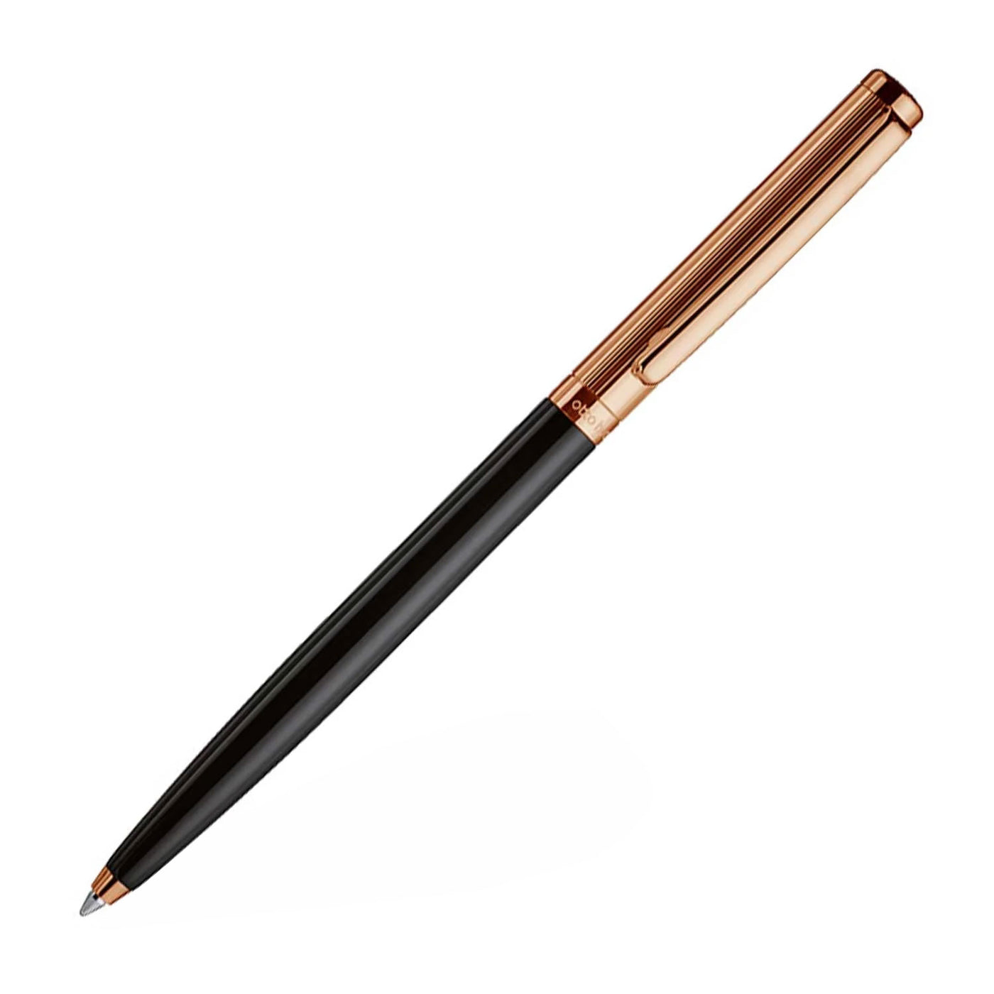 Otto Hutt Design 01 Pinstrip Ball Pen, Black / Rose Gold Trim