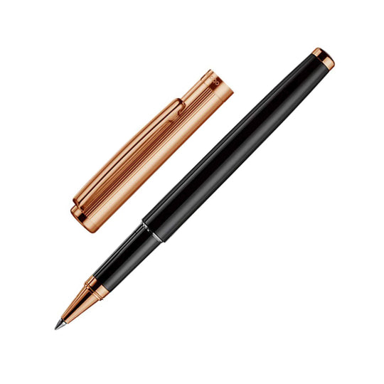 Otto Hutt Design 01 Roller Ball Pen, Black Rose Gold