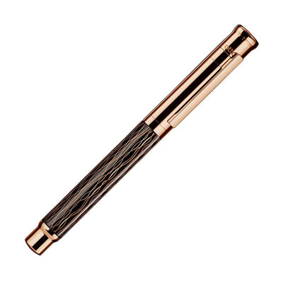 Otto Hutt Design 04 Fountain Pen, Grooved Black Rose Gold - 18K Gold Nib