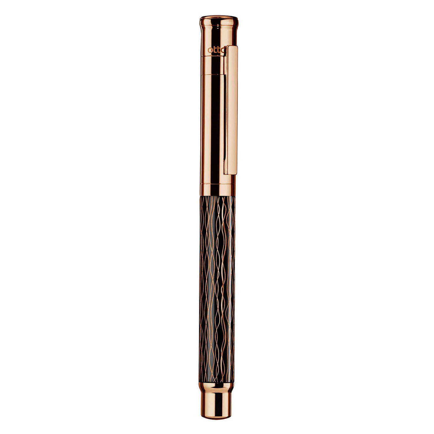 Otto Hutt Design 04 Fountain Pen, Grooved Black Rose Gold - 18K Gold Nib