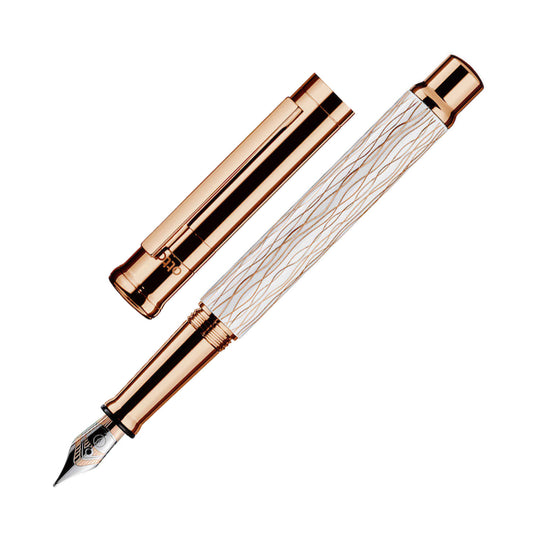 Otto Hutt Design 04 Fountain Pen, White Wave Rose Gold - 18K Gold Nib
