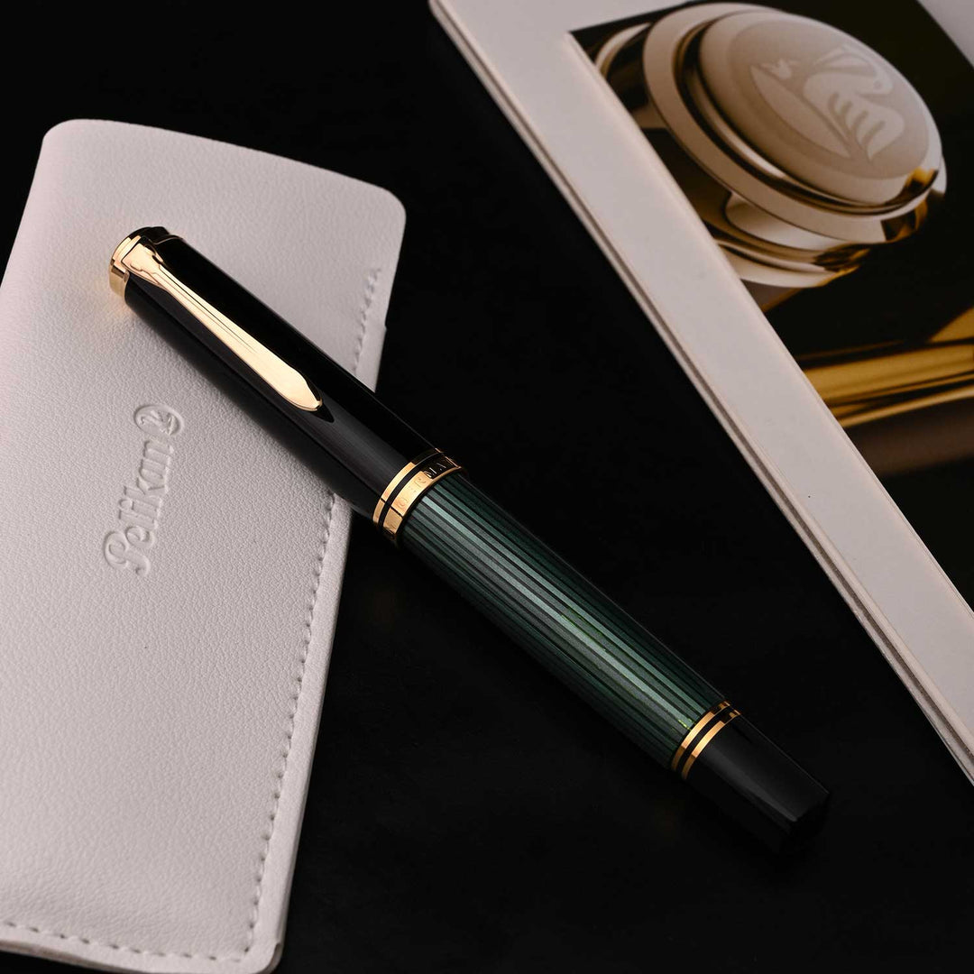 Pelikan M800 Black Green Fountain Pen | Shop Online at