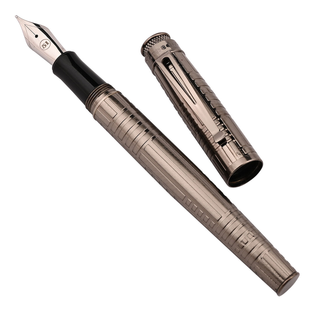 Retro 51 Tornado Füllfederhalter Jefferson | Fine Nib, Antik Silber Finish, Inkl. Konverter