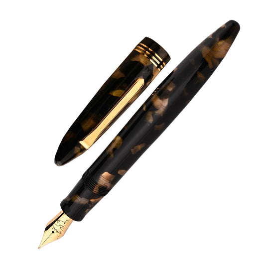 Tibaldi Bononia Fountain Pen - Black Gold GT
